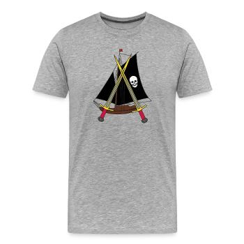 Schiff Schiffe Piraten Piratenschiff - Männer Premium Bio T-Shirt - Grau meliert - Vorne - Damien (186cm)