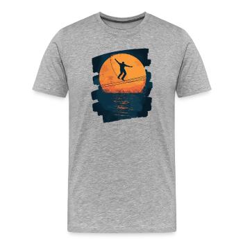Slackline Slacklining Balance - Men's Premium Organic T-Shirt - heather grey - Front - Damien (186cm)