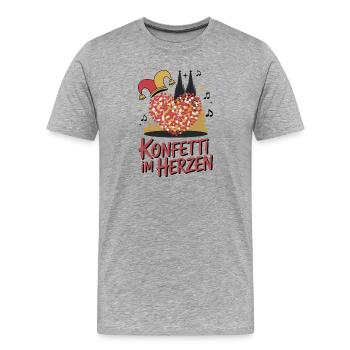 Confettis de Cologne dans le cœur Carnaval Coeur Cologne - T-shirt bio Premium Homme - gris chiné - Devant - Damien (186cm)