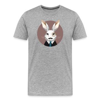 Elegant Easter Bunny with Monocle & Mustache - Men's Premium Organic T-Shirt - heather grey - Front - Damien (186cm)