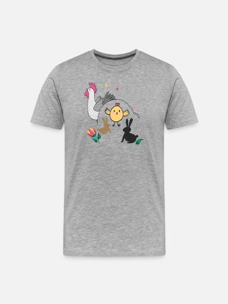Easter with chicks and bunnies - Men's Premium Organic T-Shirt - heather grey