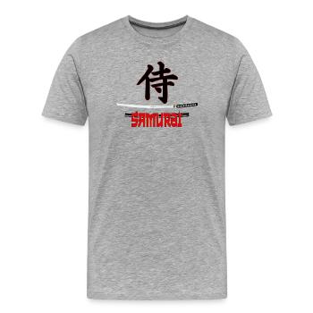 Samurai - Men's Premium Organic T-Shirt - heather grey - Front - Damien (186cm)