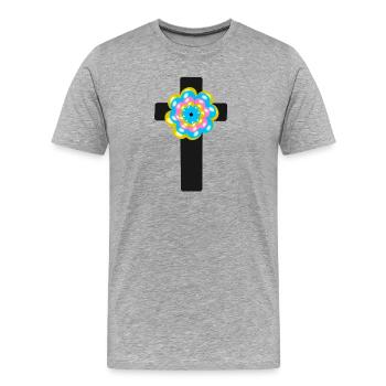 Kreuz Jesus Messias Kreuze - Männer Premium Bio T-Shirt - Grau meliert - Vorne - Damien (186cm)