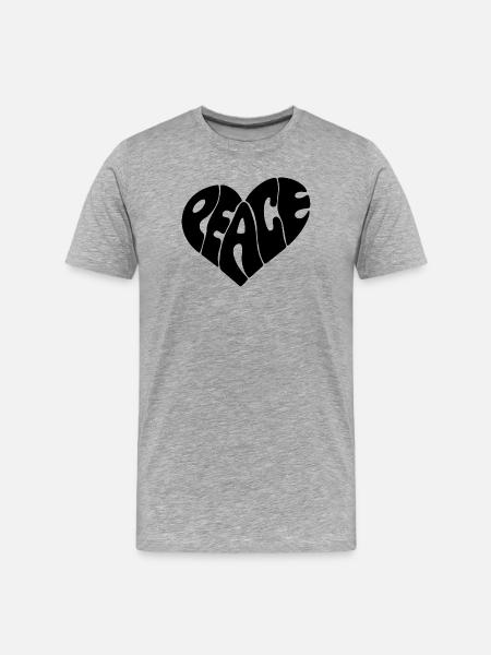 Peace Heart Font - Men's Premium Organic T-Shirt - heather grey