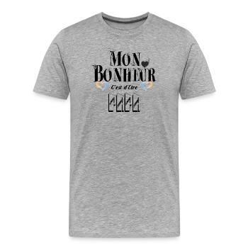 Mon Bonheur C'est d'Etre Papa - T-shirt bio Premium Homme - gris chiné - Devant - Damien (186cm)