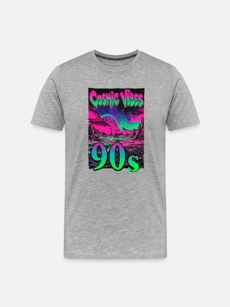 Cosmic Vibes 90s Retro Neon - Men's Premium Organic T-Shirt - heather grey