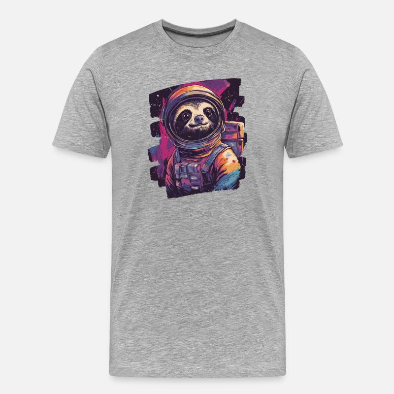 Faultier Astronaut - Männer Premium Bio T-Shirt - Grau meliert
