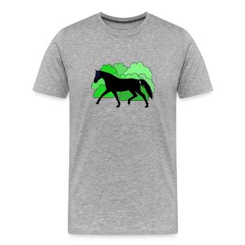 Pferd Pferde Rappe - Männer Premium Bio T-Shirt - Grau meliert - Vorne - Damien (186cm)