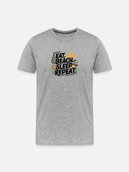 Eat Sleep Beach Repeat - Men's Premium Organic T-Shirt - heather grey