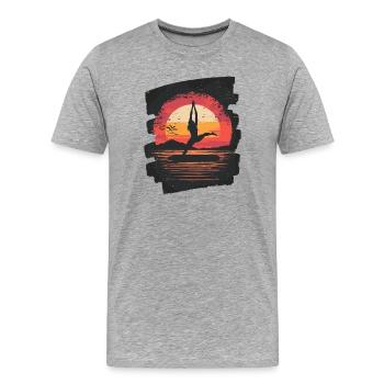 Yoga Namaste Meditation - Männer Premium Bio T-Shirt - Grau meliert - Vorne - Damien (186cm)