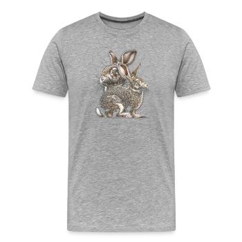 Cooles Hasen-Porträt im fotorealistischen Stil - Männer Premium Bio T-Shirt - Grau meliert - Vorne - Damien (186cm)