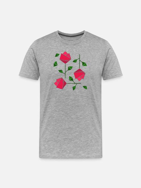 Geometric Roses - Men's Premium Organic T-Shirt - heather grey