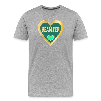 HERZ BEAMTER - Männer Premium Bio T-Shirt - Grau meliert - Vorne - Damien (186cm)