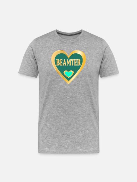 HERZ BEAMTER - Männer Premium Bio T-Shirt - Grau meliert