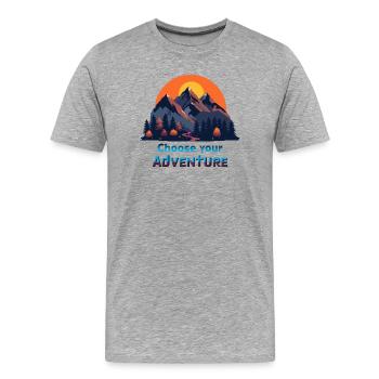 Retro Gaming Adventure - Men's Premium Organic T-Shirt - heather grey - Front - Damien (186cm)