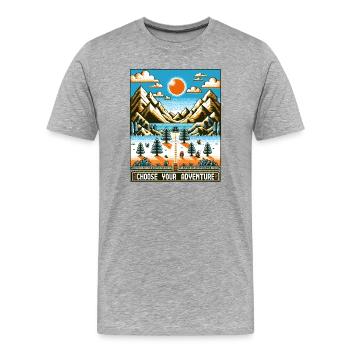 Retro Gaming Adventure - Men's Premium Organic T-Shirt - heather grey - Front - Damien (186cm)