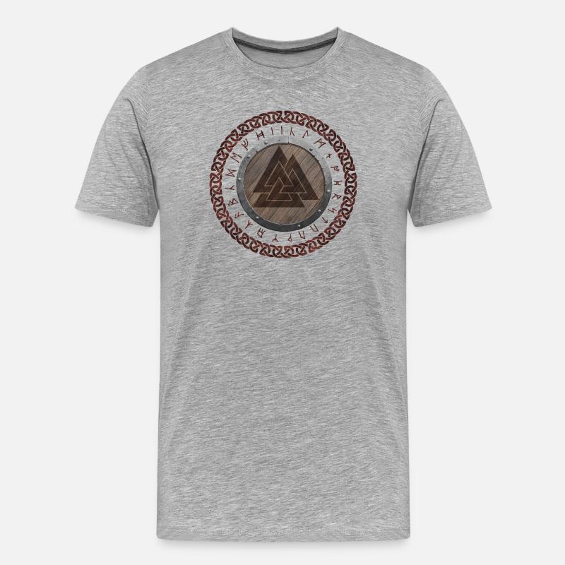 Valknut Wikingersymbol - Männer Premium Bio T-Shirt - Grau meliert
