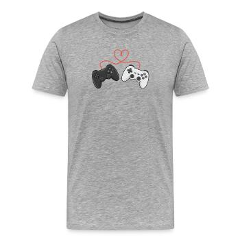 Heartwired Controllers Duo - Men's Premium Organic T-Shirt - heather grey - Front - Damien (186cm)
