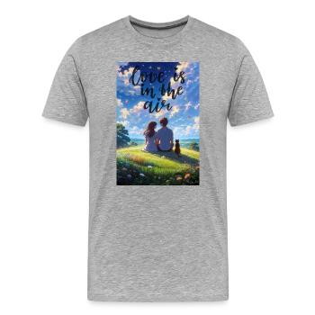 Anime-Liebe liegt in der Luft - Männer Premium Bio T-Shirt - Grau meliert - Vorne - Damien (186cm)