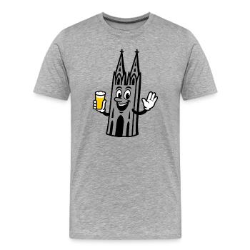 Kölner Dom mit Kölsch - Männer Premium Bio T-Shirt - Grau meliert - Vorne - Damien (186cm)
