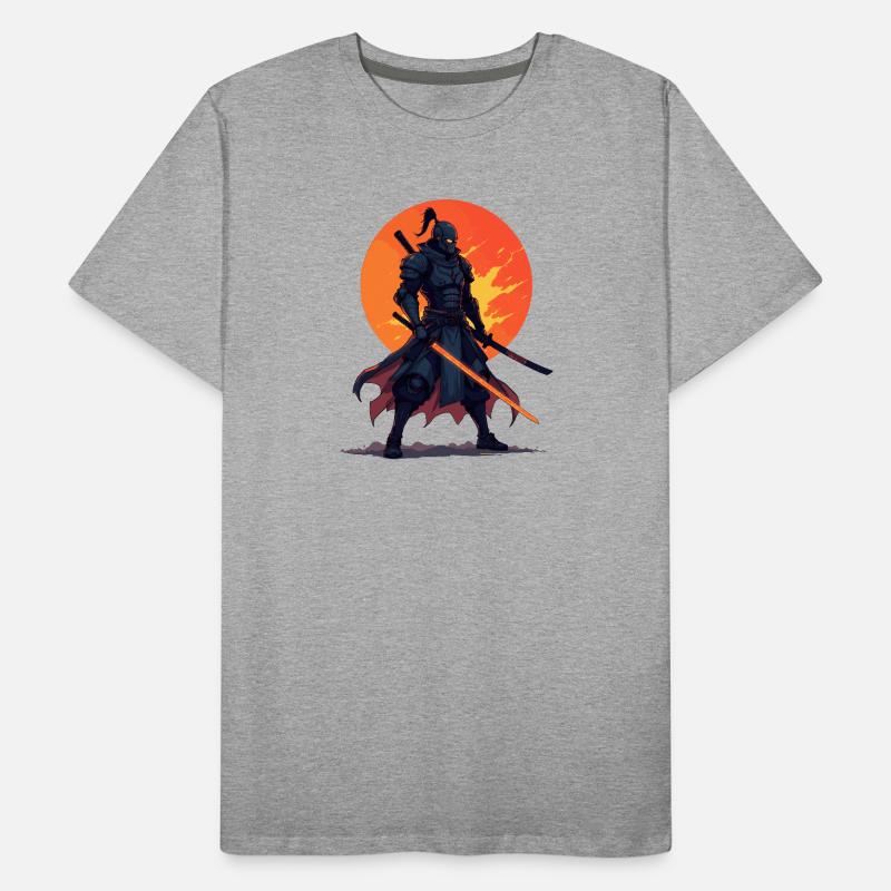 Dunkler Ninja-Krieger mit feuriger Klinge Männer Premium Bio T-Shirt