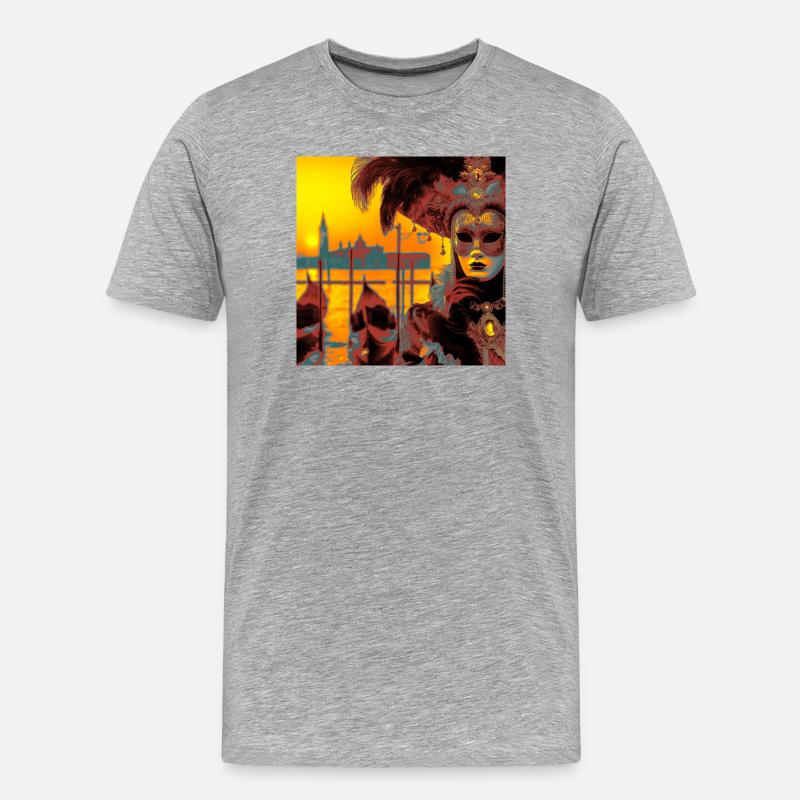 Venezianischer Karneval - Männer Premium Bio T-Shirt - Grau meliert