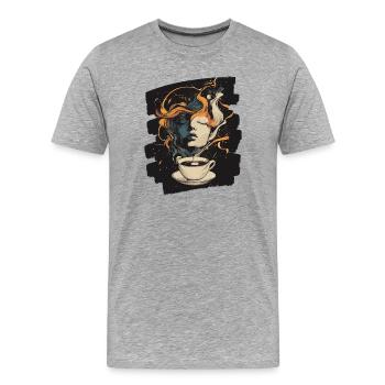 Café Café Amateurs de café - T-shirt bio Premium Homme - gris chiné - Devant - Damien (186cm)