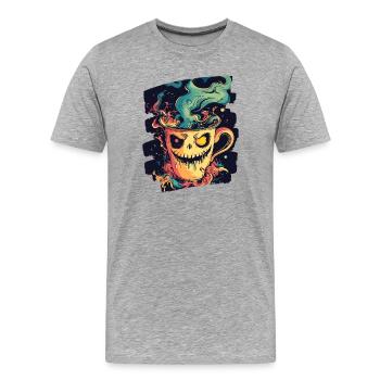 Café Café Amateurs de café - T-shirt bio Premium Homme - gris chiné - Devant - Damien (186cm)