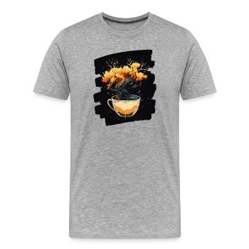 Café Café Amateurs de café - T-shirt bio Premium Homme - gris chiné - Devant - Damien (186cm)