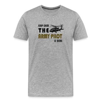Pilote de l’armée – Légende de l’hélicoptère - T-shirt bio Premium Homme - gris chiné - Devant - Damien (186cm)