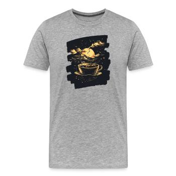 Café Café Amateurs de café - T-shirt bio Premium Homme - gris chiné - Devant - Damien (186cm)