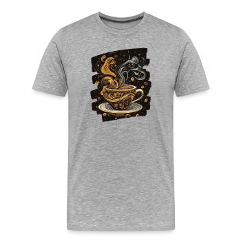 Café Café Amateurs de café - T-shirt bio Premium Homme - gris chiné - Devant - Damien (186cm)