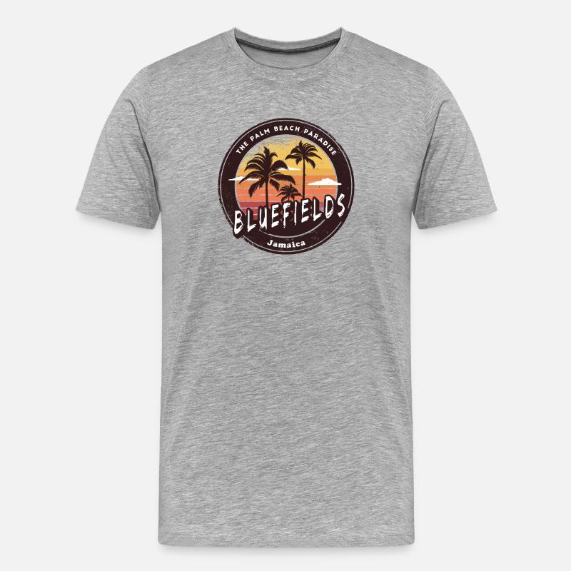 Bluefields Jamaica – Palm Beach Paradies - Männer Premium Bio T-Shirt - Grau meliert
