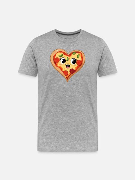 happy love pizza - Men's Premium Organic T-Shirt - heather grey