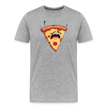 sad pizza - Men's Premium Organic T-Shirt - heather grey - Front - Damien (186cm)