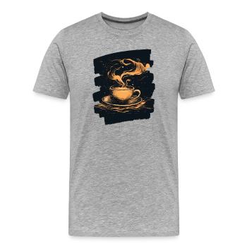 Café Café Amateurs de café - T-shirt bio Premium Homme - gris chiné - Devant - Damien (186cm)