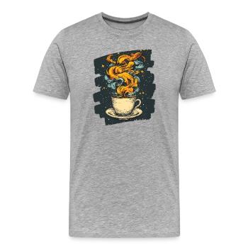 Café Café Amateurs de café - T-shirt bio Premium Homme - gris chiné - Devant - Damien (186cm)