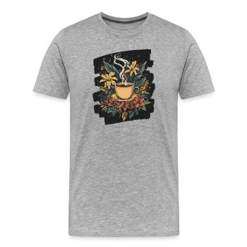 Café Café Amateurs de café - T-shirt bio Premium Homme - gris chiné - Devant - Damien (186cm)