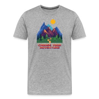 Retro Gaming Adventure - Men's Premium Organic T-Shirt - heather grey - Front - Damien (186cm)