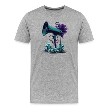 Mégaphone Sirène Appel - T-shirt bio Premium Homme - gris chiné - Devant - Damien (186cm)