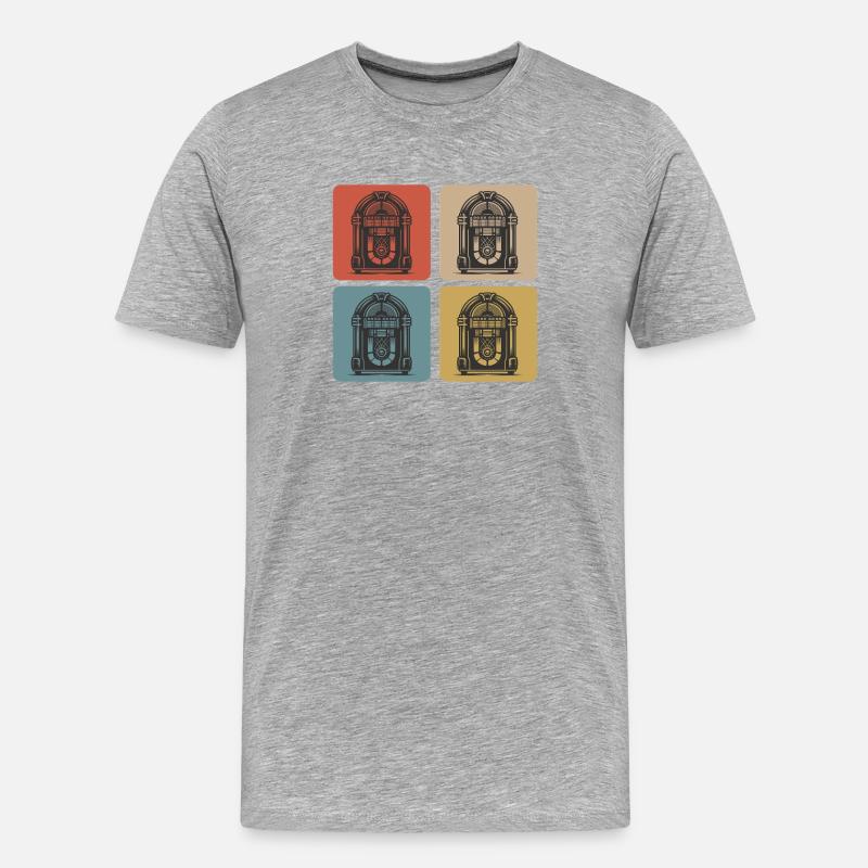 Retro Jukebox Style - Männer Premium Bio T-Shirt - Grau meliert