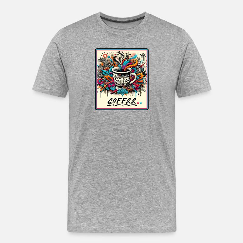 Coffee Graffiti Explosion - Men's Premium Organic T-Shirt - heather grey