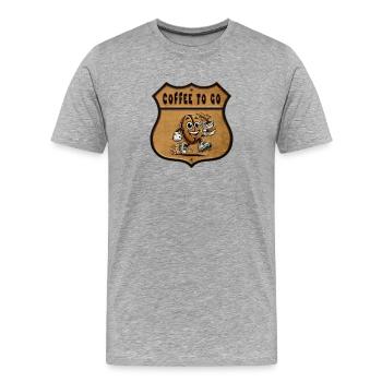 Coffee to Go – Vintage Style - Men's Premium Organic T-Shirt - heather grey - Front - Damien (186cm)