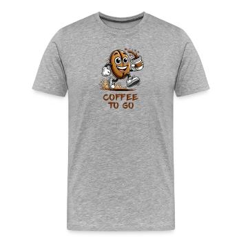 Coffee to Go – Happy Coffee Bean - Men's Premium Organic T-Shirt - heather grey - Front - Damien (186cm)