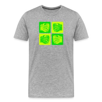 Appareil photo – Appareil photo Pop Art - T-shirt bio Premium Homme - gris chiné - Devant - Damien (186cm)