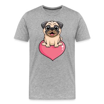 Mops - Männer Premium Bio T-Shirt - Grau meliert - Vorne - Damien (186cm)