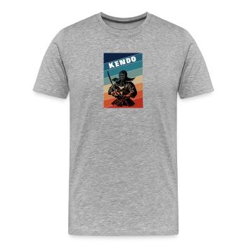 Vintage Kendo Samurai - Men's Premium Organic T-Shirt - heather grey - Front - Damien (186cm)