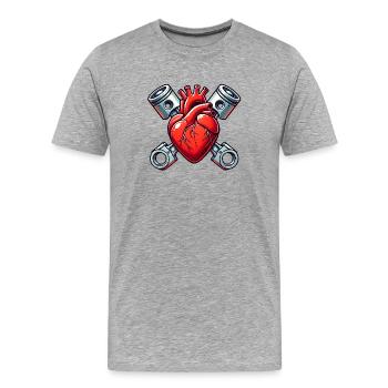 Motorherz – Benzin im Blut - Männer Premium Bio T-Shirt - Grau meliert - Vorne - Damien (186cm)