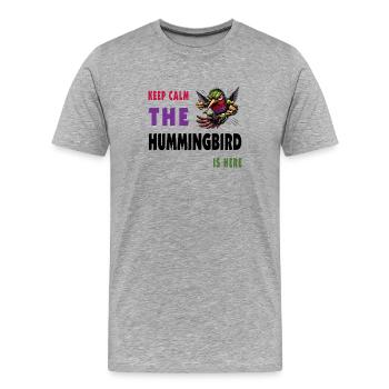 Restez calme - le colibri est là - T-shirt bio Premium Homme - gris chiné - Devant - Damien (186cm)