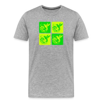 Kolibri & Blüte – Nature Design - Männer Premium Bio T-Shirt - Grau meliert - Vorne - Damien (186cm)